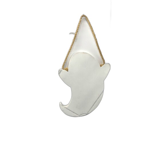 Handcrafted White Hanging Wood Halloween Ghost 11" X 8.75" X .75" - Picture 2 of 7